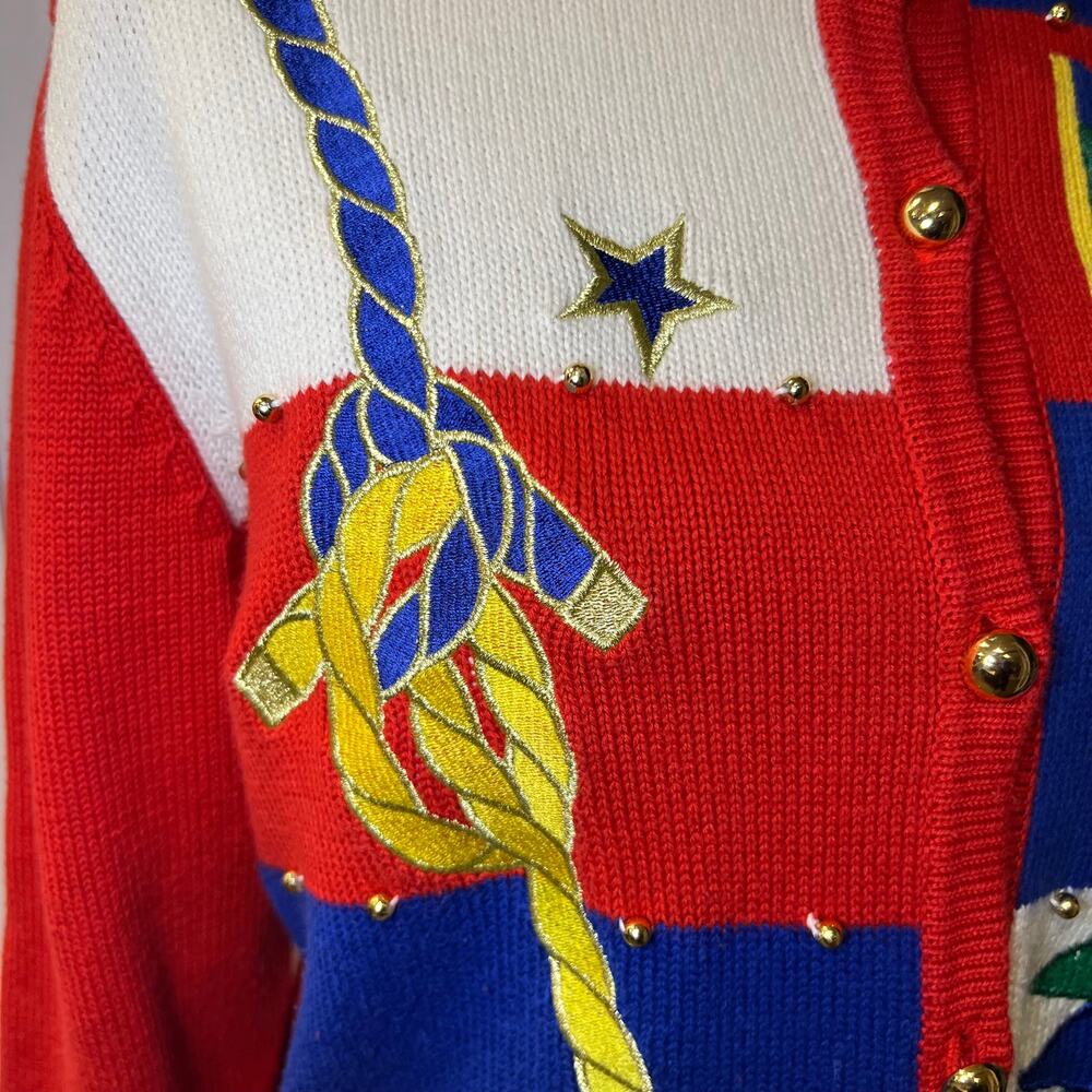 Vintage Women's Nautical Cardigan Size M - Picture 3 of 7